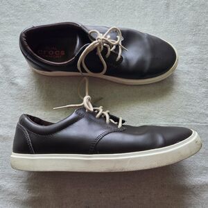 Crocs Sneaker Mens Size 9 Brown Leather Comfort CitiLane Lace Up Shoes